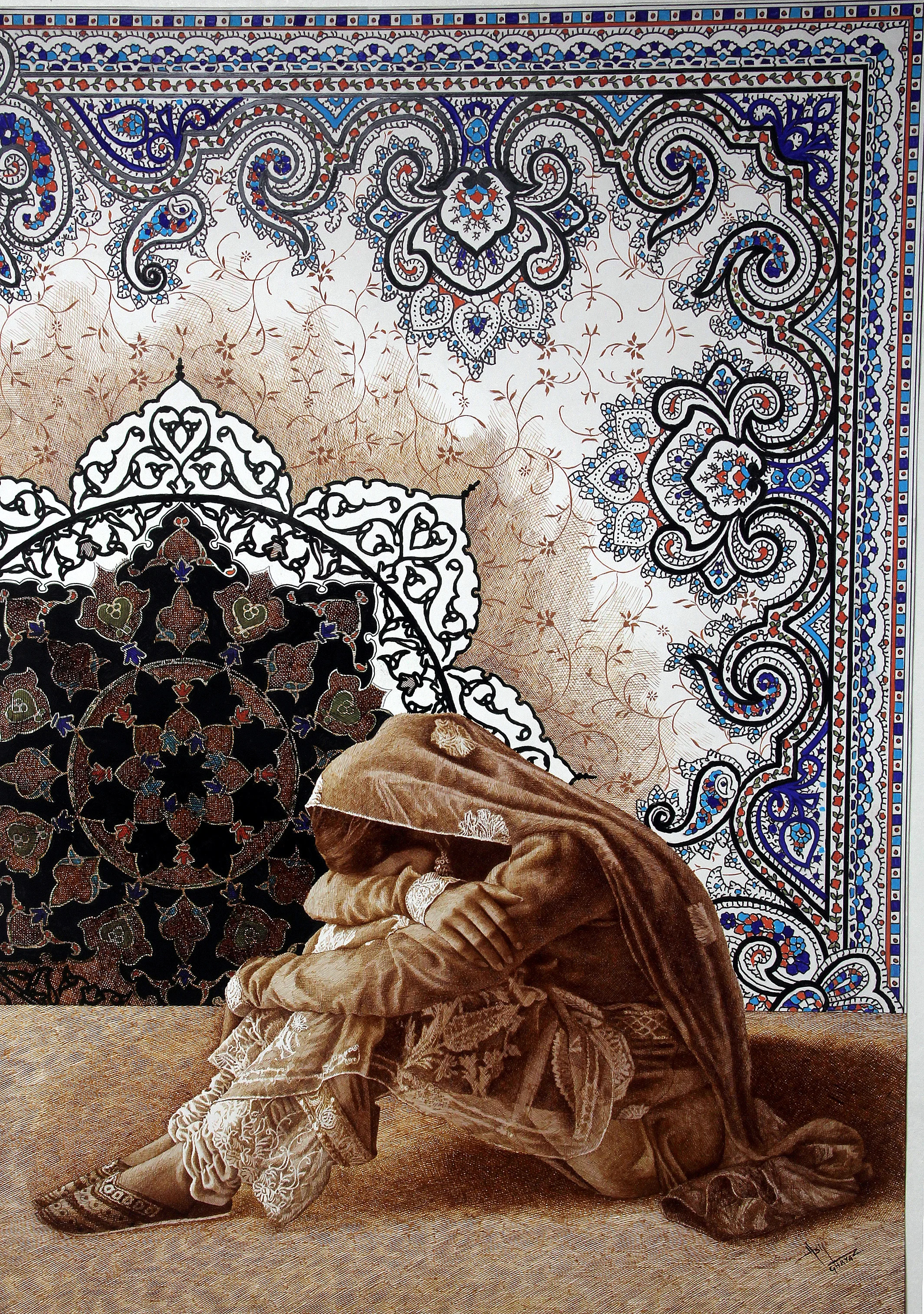 Master piece pen and ink artwork by Asif Ghayaz